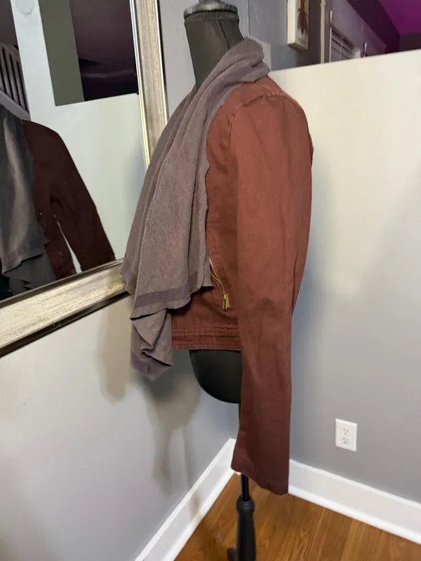 BKE Flyaway Denim Boho Jacket in bitter chocolate size small - Image 6