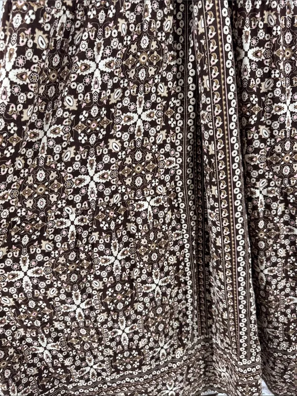 J. Jill Brown Cream Floral-Print Maxi Dress cross back casual boho layering L - Image 6
