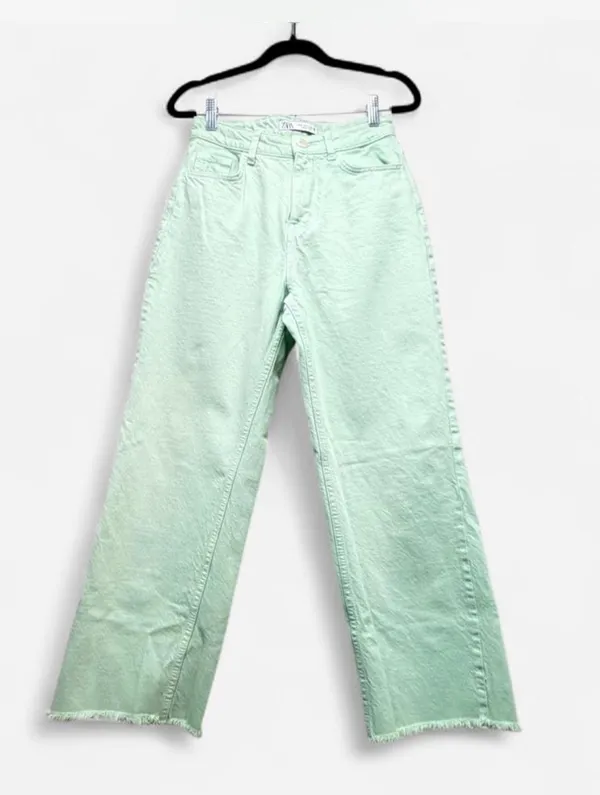 🌿 Not Your Average Blue Denim! 💚 Zara Mint Wide Leg Jeans (US 2 / EUR 34) - Image 5