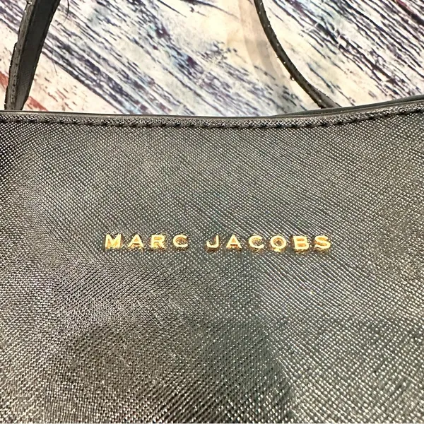 Marc Jacobs Black Saffiano Leather Luggage Tag Tote Bag - Image 3