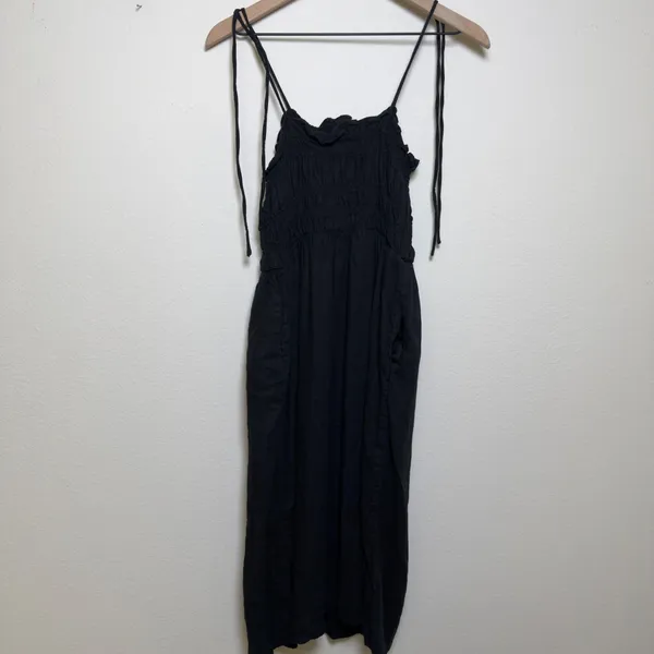 Universal‎ Thread Womens Linen Milkmaid Dress M Black Smocked Cottagecore - Image 6