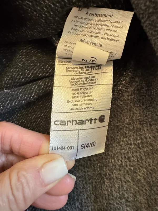 EEUC Carhartt charcoal fleece full zip hoodie size small - Image 4