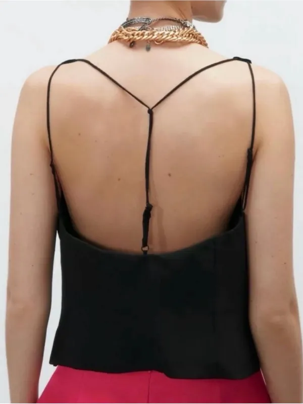 Zara plunge neck velvet V-Neck Sleeveless Top/vest. NWT Sz MD - Image 2