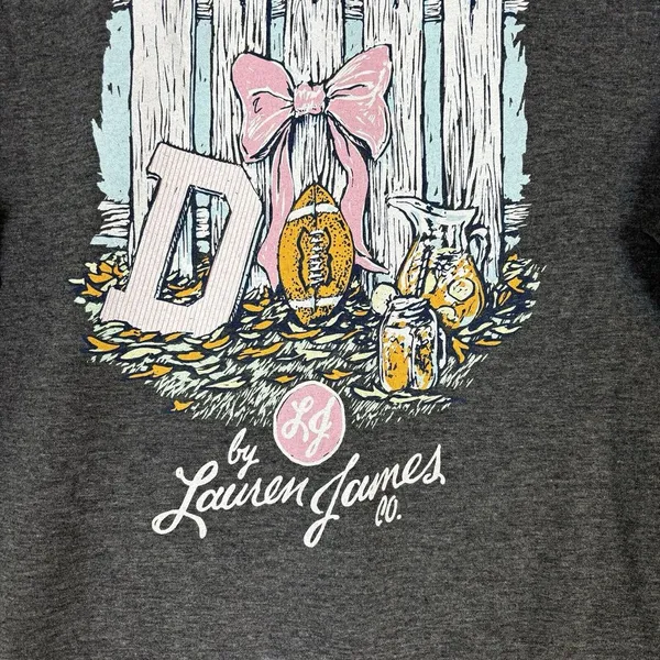 Lauren James Womens Long Sleeve T-Shirt Sz M Gray Sweet Defense‎ Football Season - Image 11