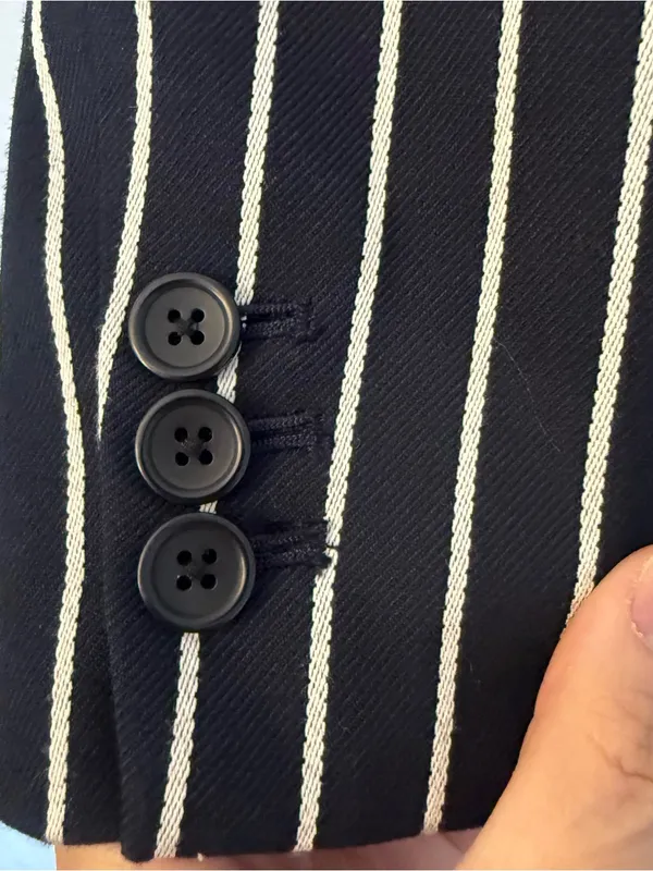 Banana Republic Black Blazer with White Pinstripes - Image 4