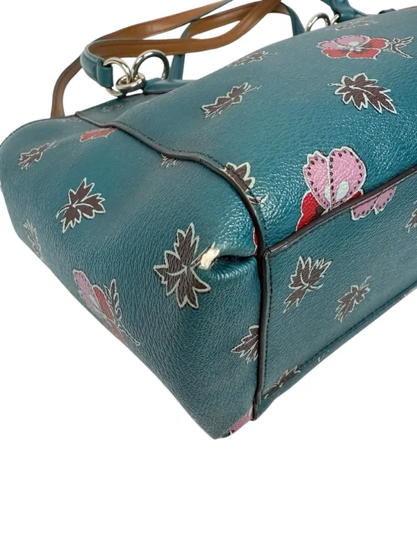 Coach Christie Carryall Dark Teal Wildflower Crossbody Bag Purse - Image 9