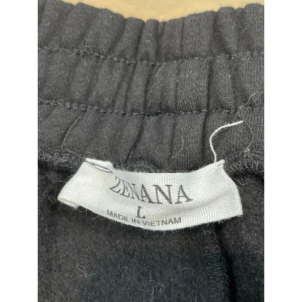 Zenana Black Fleece‑Lined Sweatpants Cotton Blend Size L Athleisure High Rise - Image 4