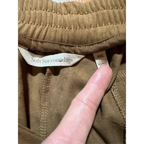 NWT Soft Surroundings Estancia Faux Suede‎ Jogger Ankle Saddle Brown Sz PXL - Image 5