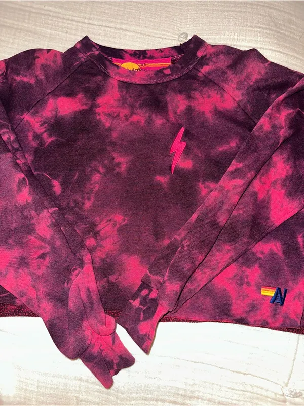 Aviator Nation Tie-Dye Lightning Bolt Cropped Sweatshirt size XS - Image 2