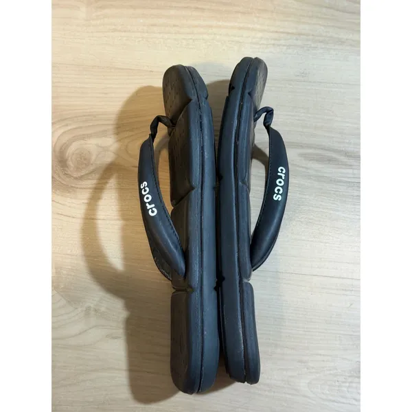 Crocs Flip Flop Sandals Black W10 Womens Padded Thong Beach Casual‎ - Image 7