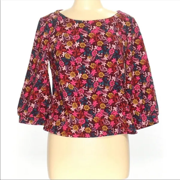Anthropologie Maeve Floral Print Puff Sleeve Top NWT Size Medium - Image 5