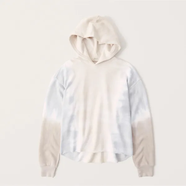 Abercrombie & Fitch Light Blue and Cream Tie-Dye Hoodie - Image 2
