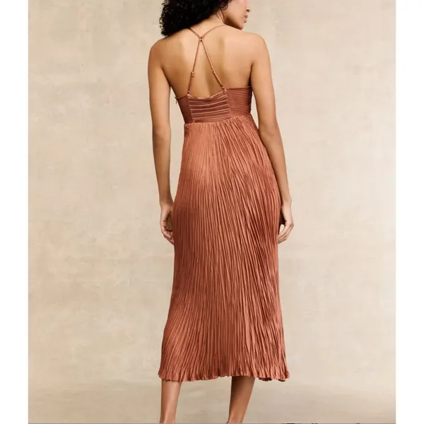 A.L.C. Frank Copper Slip Dress Size 8 Pleated Party Special Occasion Designer $750 - Image 2