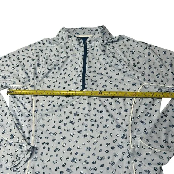 Peter Millar M 1/2 Zip Sun Shirt Light Blue Umbrella Print Golf Long Sleeve‎ - Image 8