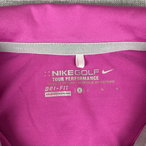Nike Golf Tour Performance Polo Womens L Pink Stripe Dri-FIT 541957-636 - Image 4