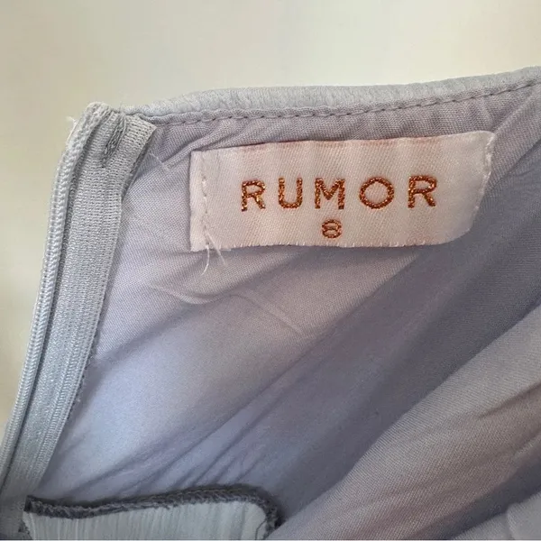 Rumor Light Blue Belted Flared Ruffle Bottom Mini Dress SZ Small - Image 9