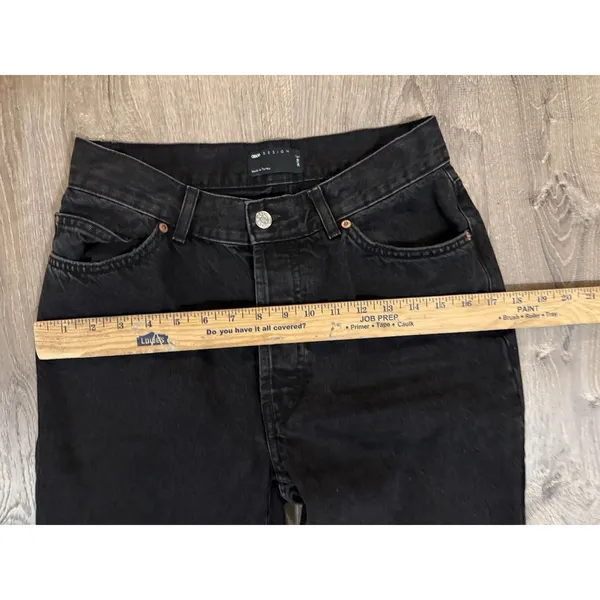 ASOS 100% Cotton Button Fly Straight Leg‎ Denim Jeans Sz. 28 X 31 Black Raw Hem - Image 6