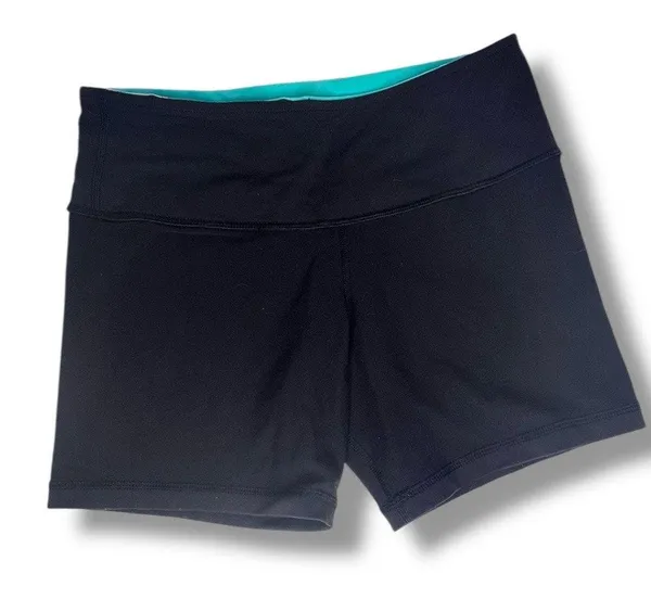 Lululemon Reversible Boogie Groove Short Full On Luon Teal Black Biker Shorts 4 - Image 2