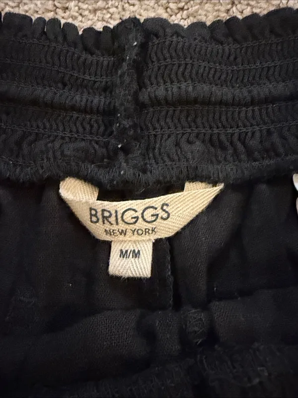 Briggs New York Black Linen Blend Pull On Drawstring Shorts - Medium Preppy - Image 3