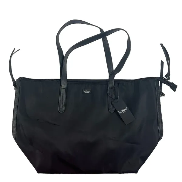 Botkier New York Black Nylon Tote Vegan Leather Trim‎ Zipper Shoulder Bag NEW - Image 2