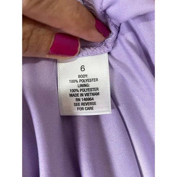 Floral Cowl Neck Midi Dress Lavender Sleeveless A-Line Garden Party Size 6 - Image 6