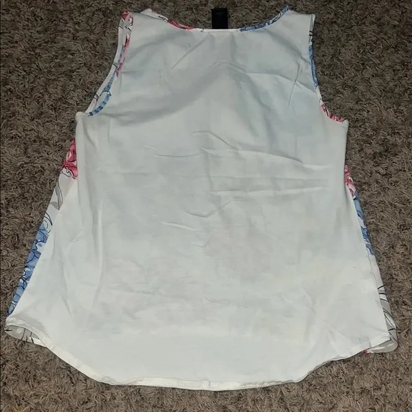 Ann Taylor Pink and Blue Pleated Sleeveless Tank Top - Image 4
