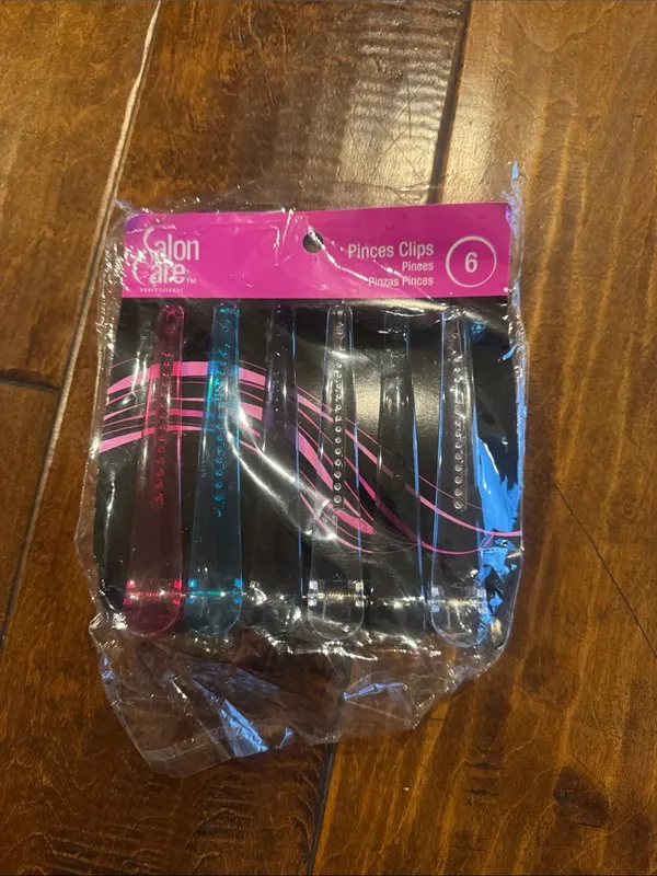 Salon Line 6-Pack Hair Clips - Pink, Teal, Clear - Image 2