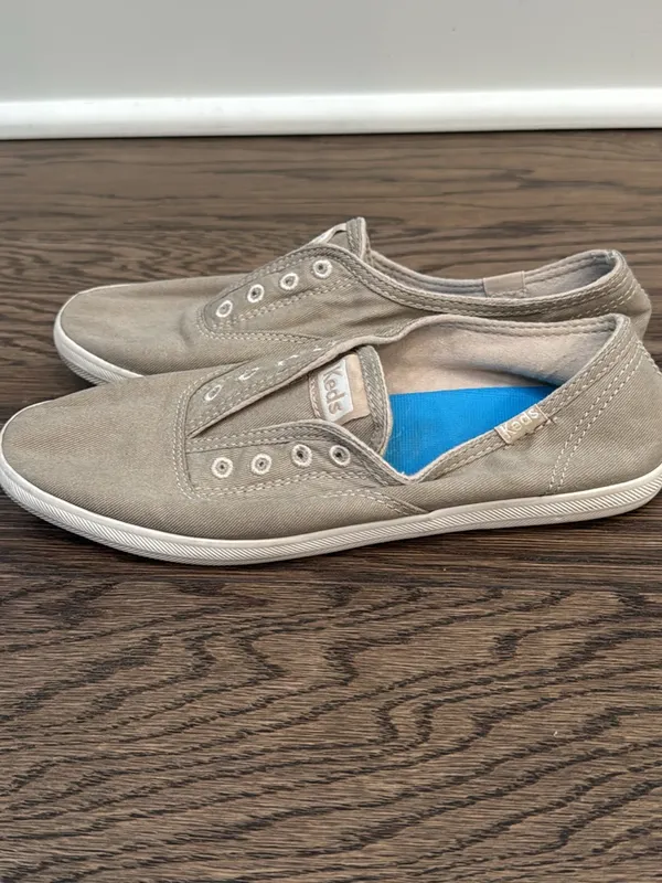 Keds Beige Canvas Slip-Ons - Image 4