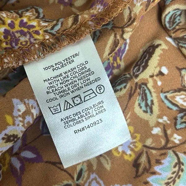 LOFT Women’s Floral Tie Neck Blouse Medium Long Sleeve Boho Cottagecore Fall Top - Image 6