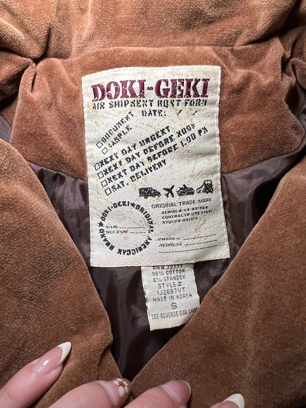 Vintage Doki Geki Velvet Brown Jacket Size Small - Image 3