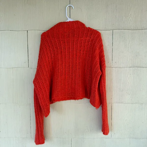 Aerie Women's Sweater Knit Orange Long Sleeve Wool Blend - Image 4