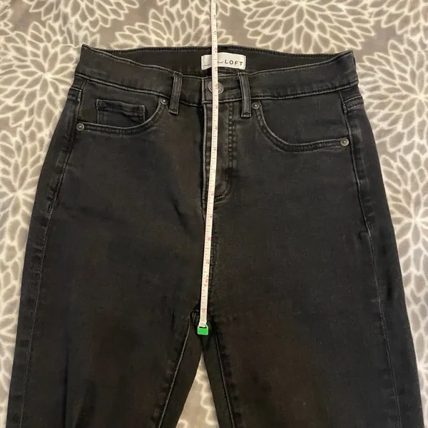 LOFT High Waist Straight Crop Jeans size 24 00 Frayed Hem Black Everyday Casual‎ - Image 6