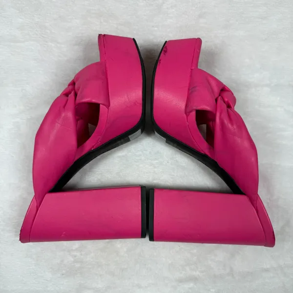 Open Edit Pink Knot Platform Mules Square Toe Block Heel‎ Sandals Womens 7 - Image 11