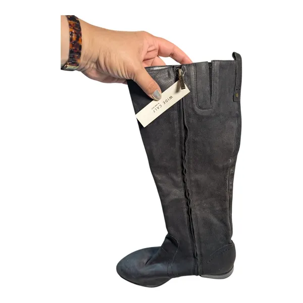 Nine West Nicolah Black Leather Knee High Pointed Toe Wide Calf Riding Boots 9 - Image 4