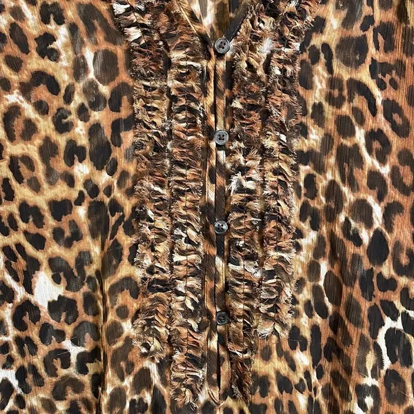 Express cheetah print sheer peasant style button blouse size S‎ - Image 2