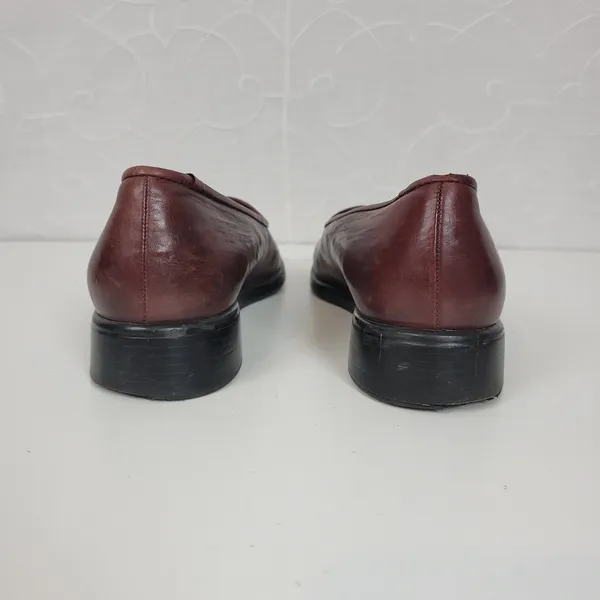 Enzo Angiolini Womens Shoes Size 7 Burgandy Leather Slip On Flat Loafers - Image 5