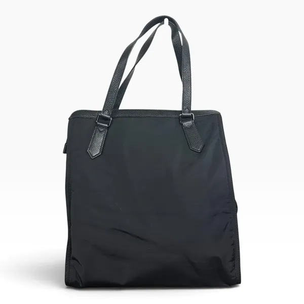 Burberry Tote Bag Womens Large Black Nylon Leather Logo Shoulder Zip Top Handle - Image 2