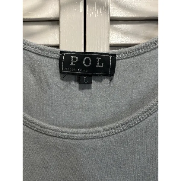 POL Gray Short Sleeve High Low Tunic T-Shirt Size L Soft Casual Relaxed - Image 2