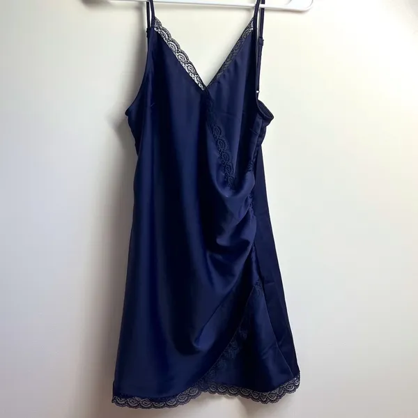 Urban Outfitters OU Large Margaux Satin Wrap Slip Dress - Image 2