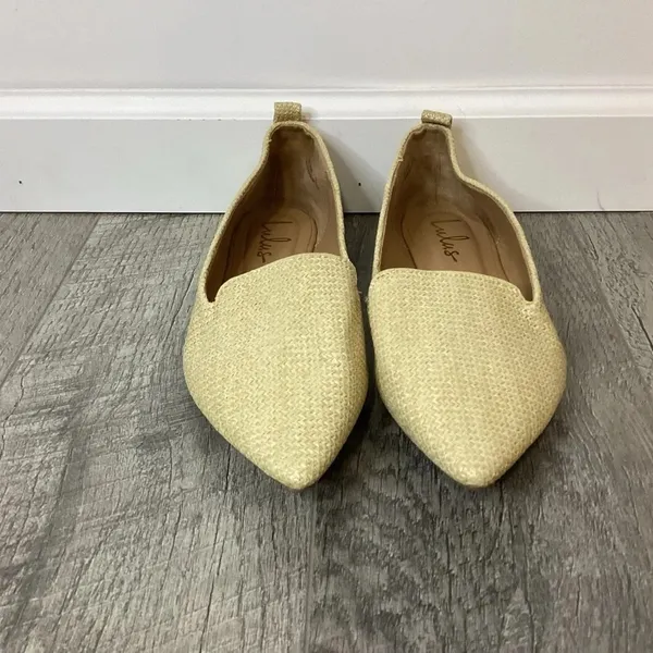Lulu's Eliane Natural Raffia Pointed Toe Flats Size 10 - Image 3