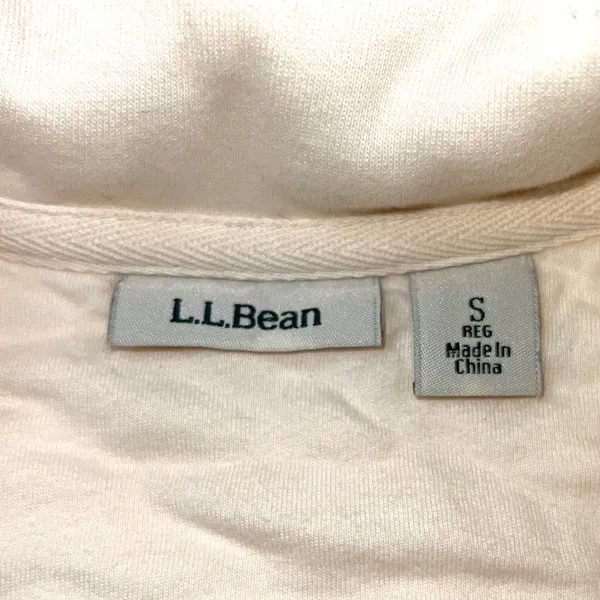 L.L. Bean Small Quilted Quarter Zip Pullover Cream EUC Outdoor Fall Cozy - Image 8
