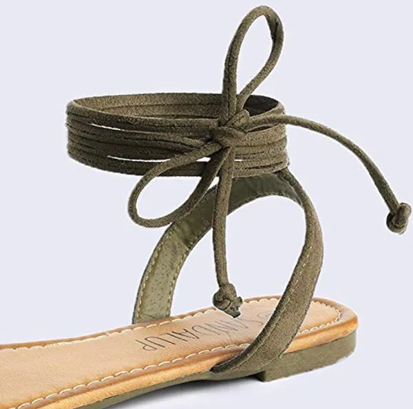 Lace Up Green Sandals Size 7 - Image 5