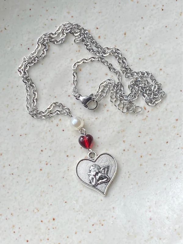 Handmade angel cherub goth chic fairy antique style necklace👼💗 - Image 5