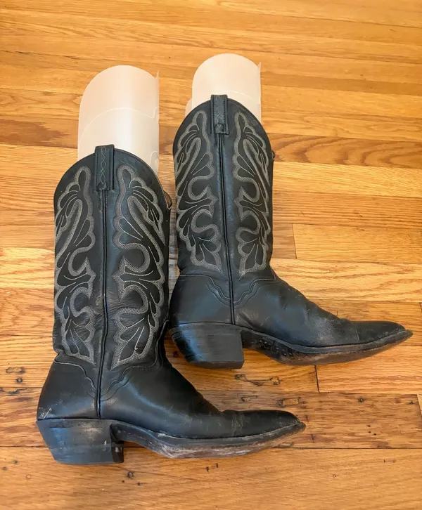 Vintage Dan Post 710 Black Leather Cowboy Boots Western Women’s Size 7 EU 37 - Image 2