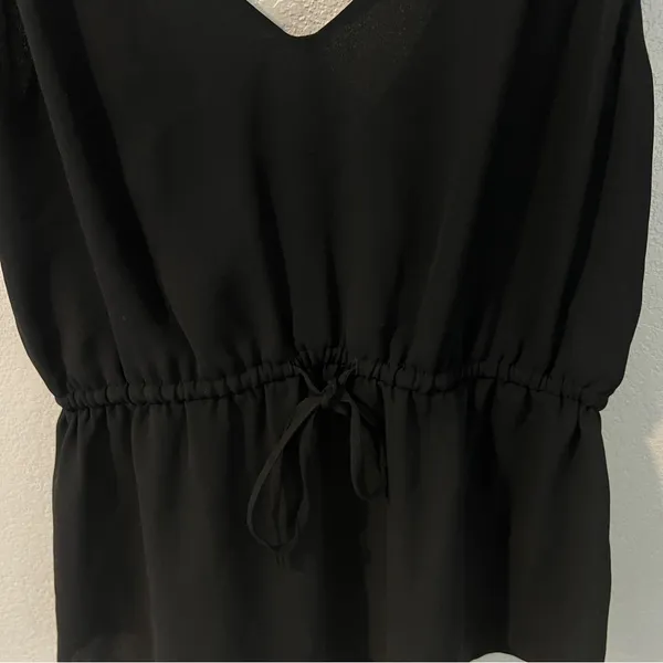 Aritzia Babaton Warren Camisole Black Chiffon Cinched‎ Tie Waist Size XXS - Image 5