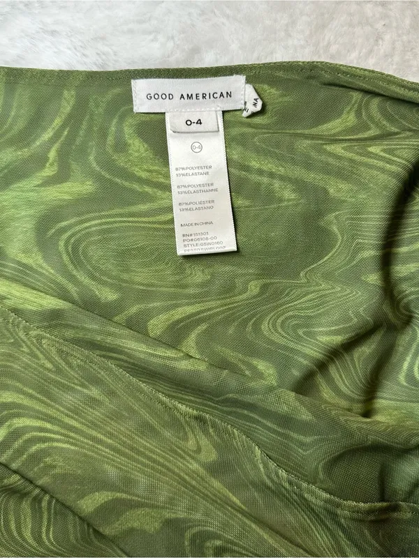 GOOD AMERICAN SET: Sarong & Tiny Ties Bikini Bottom • Pesto Swirl • Size Large 3 - Image 7