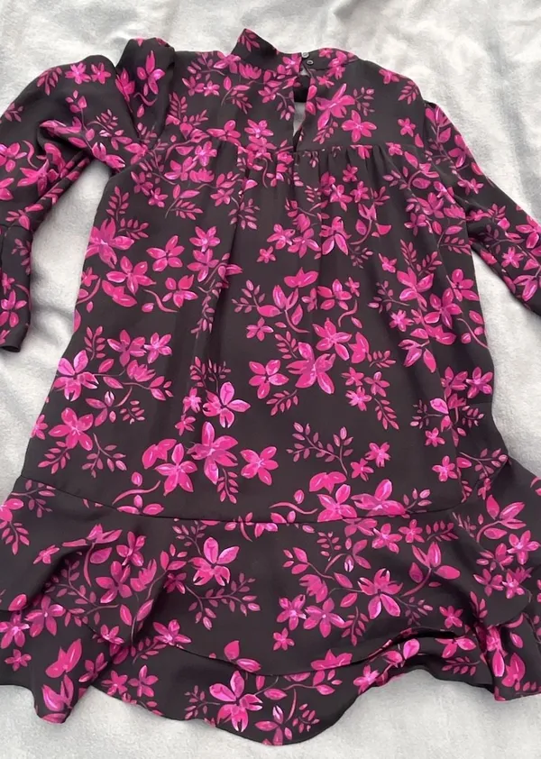 Parker Purple Floral V-neck Flounce Dress Size L - Image 8