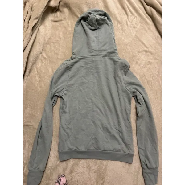 True Craft Women's Gray Solid Fleece Cotton Blend Pullover Hoodie Long Sleeve M - Image 5