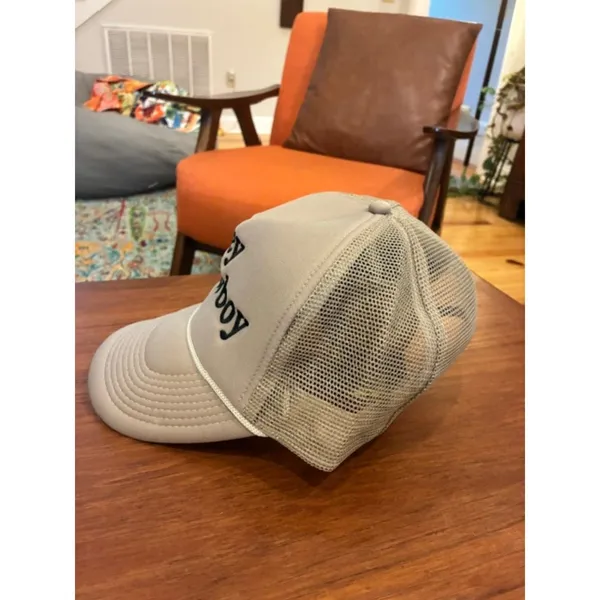 Hey Cowboy Trucker Hat Beige Embroidered Western Cowgirl Mesh Snapback - Image 2