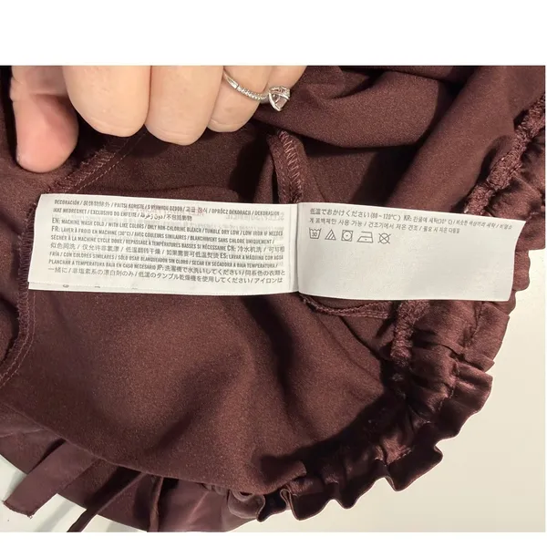 Abercrombie & Fitch Brown Satin Loungewear Shorts Paperbag Waist Small‎ Cozycore - Image 5